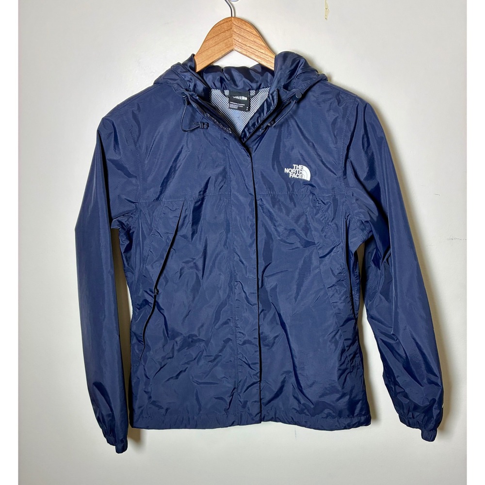 North Face Antora Dryvent Rain Coat Jacket Womens S Blue Full Zip Hooded Ripstop